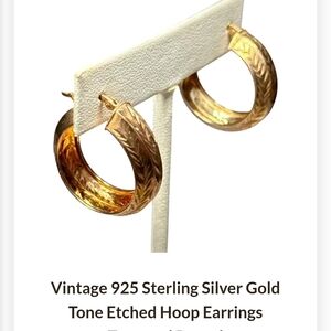 Gold-Tone Etched Hoop Earrings